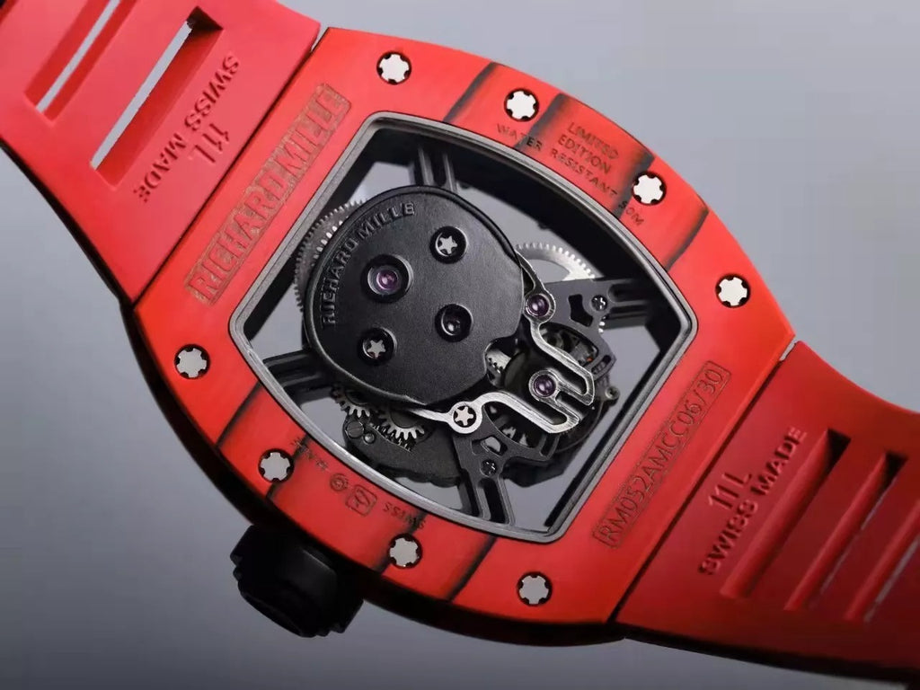 Black Dial Red Bezel Red Rubber Strap Tourbillon R928773