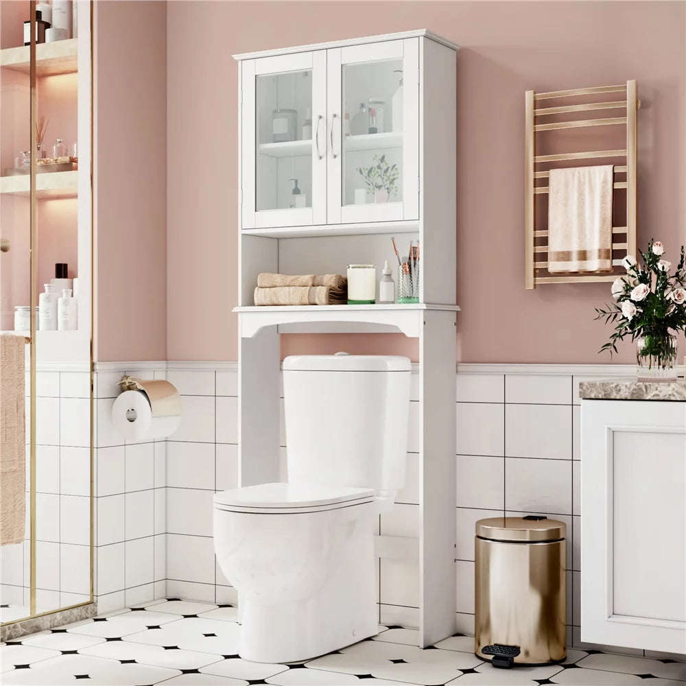 White Wooden 3-Shelf Over the Toilet Storage Cabinet F5144