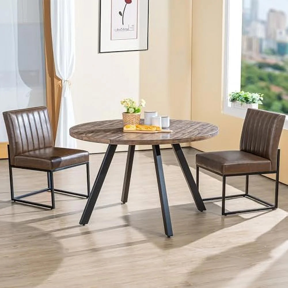 Round Wood Dining Table for 4-6 47" Grey J1393