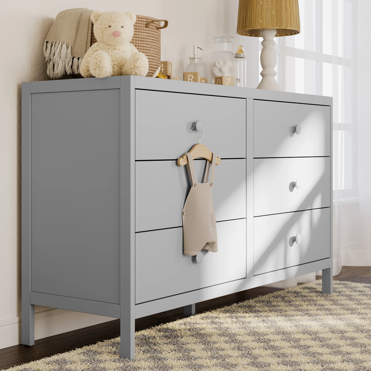 White 6 Drawer Double Dresser A24522