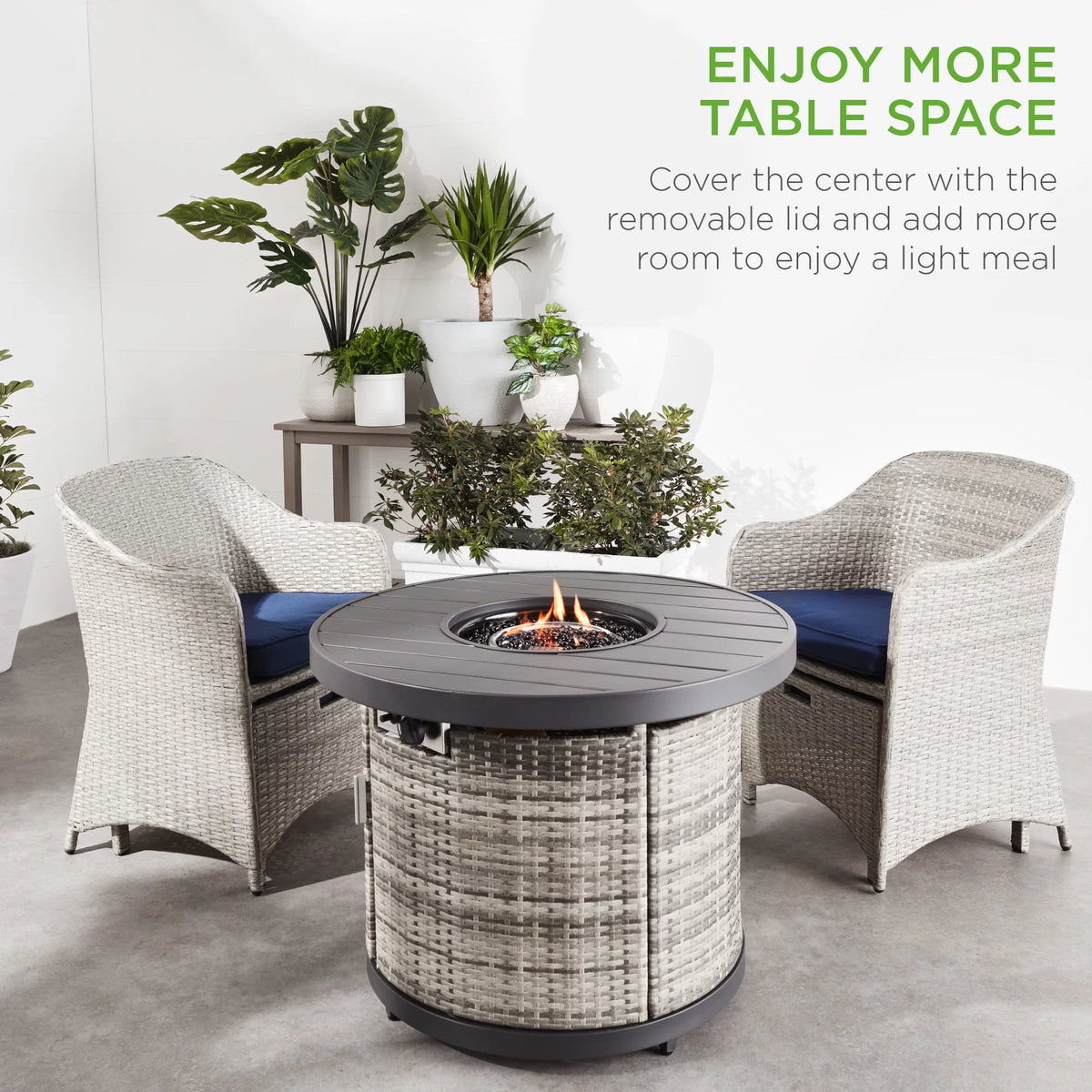 32in Round Gas Fire Pit Table Brown G66107