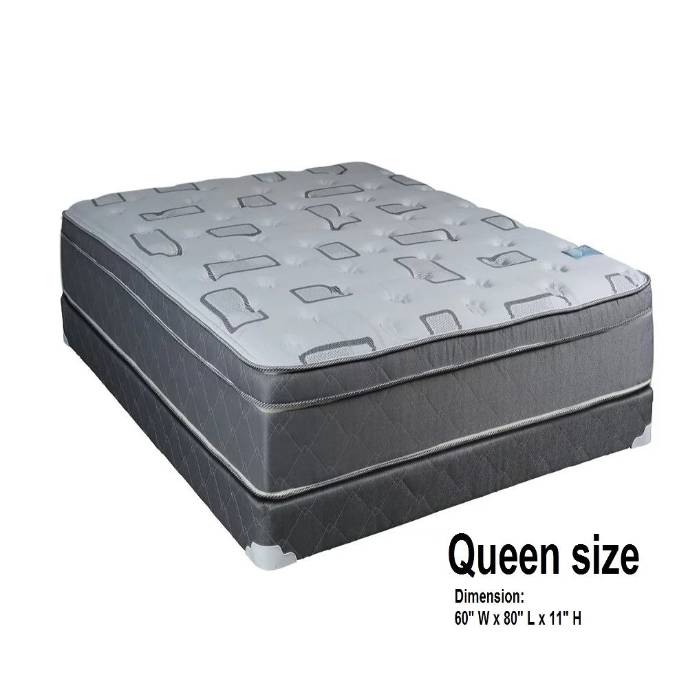 Queen Size Medium Plush PillowTop Mattress Set with Metal Bed Frame F542332