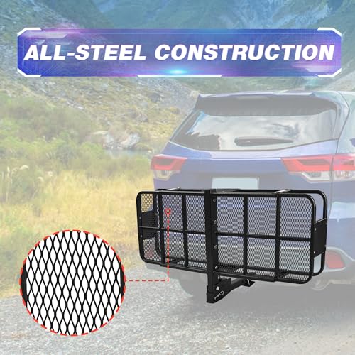 500lb Folding Cargo Rack Carrier 60"x20"x6" 2 Inch Receiver Luggage Basket L668717