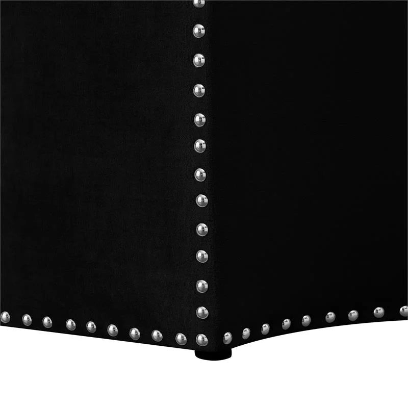 Black Velvet Upholstered Cocktail Ottoman B407