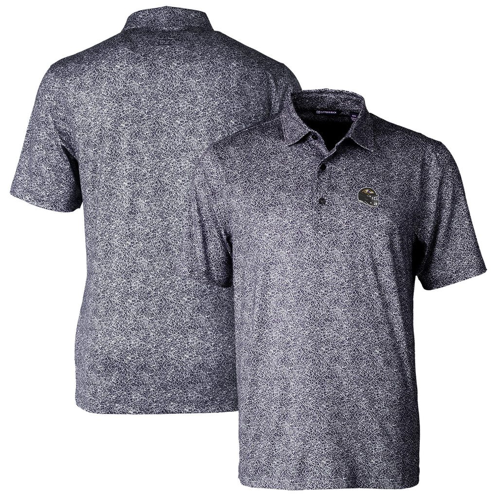 Men's Black Print Stretch Polo R80218