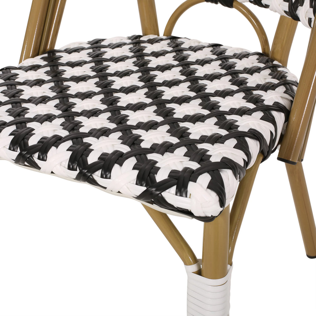 Set of 2 Black White Bamboo Finish Bistro Chair L3762