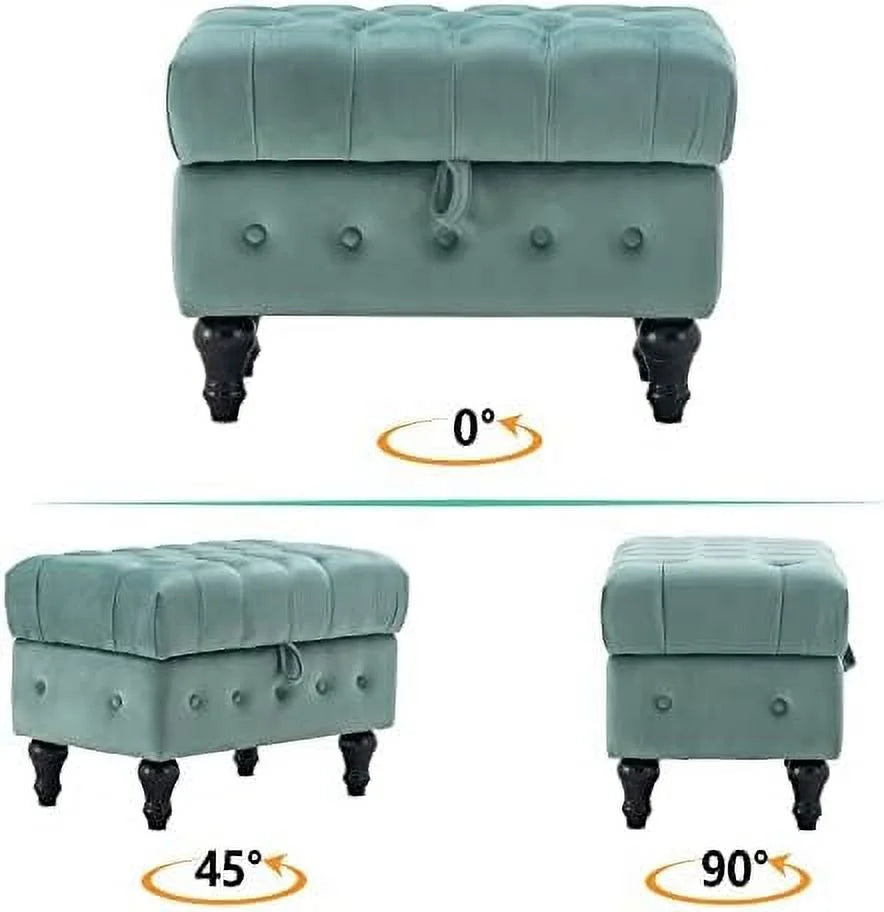 Pink Velvet Tufted Ottoman K639