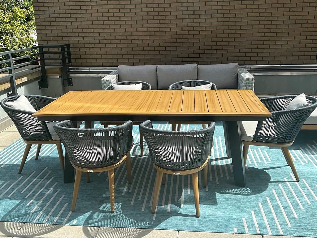 7 Pieces Wicker Rectangular Dining Set A663