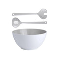 Beige Salad Bowl & Cutlery I71199