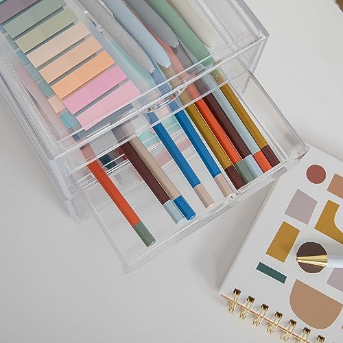2 Pack Stackable Plastic Desk Organizers J2373