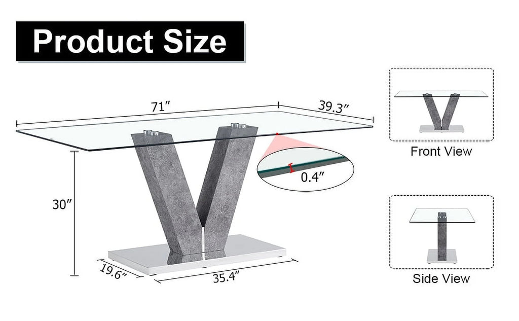 Modern Minimalist Rectangular Glass Dining Table for 6-8 O51242