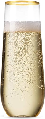 48 Pack 9 Oz Stemless Plastic Champagne Flutes J7220