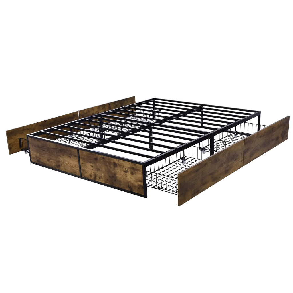 Queen Platform Bed with 4 XL Drawers J588