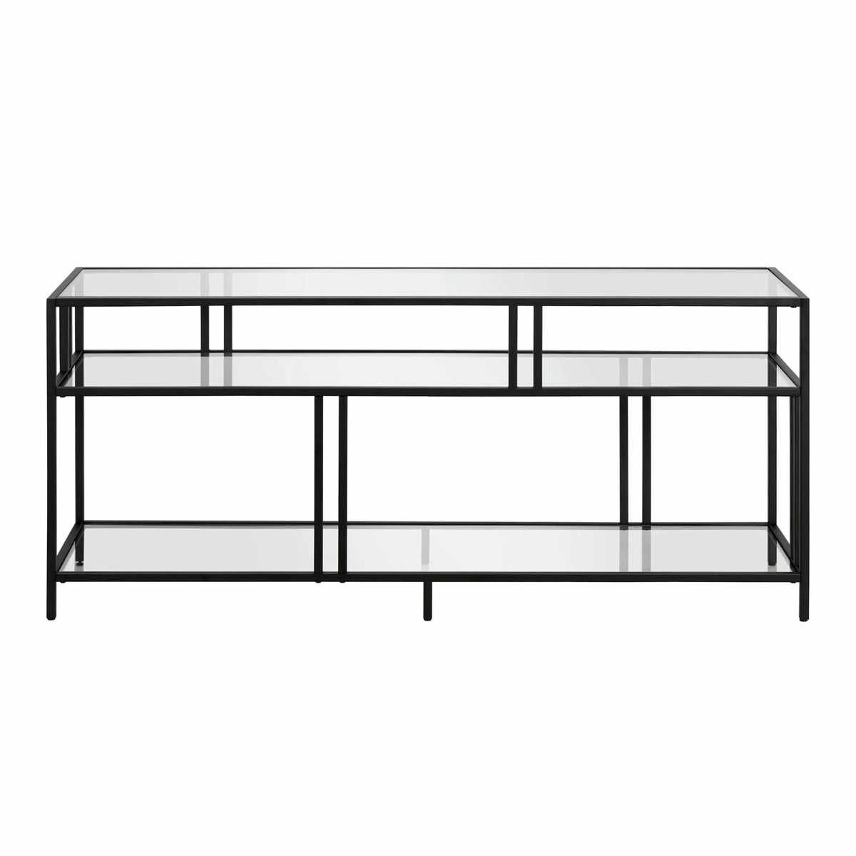 Industrial Metal TV Stand with Glass Shelves V833