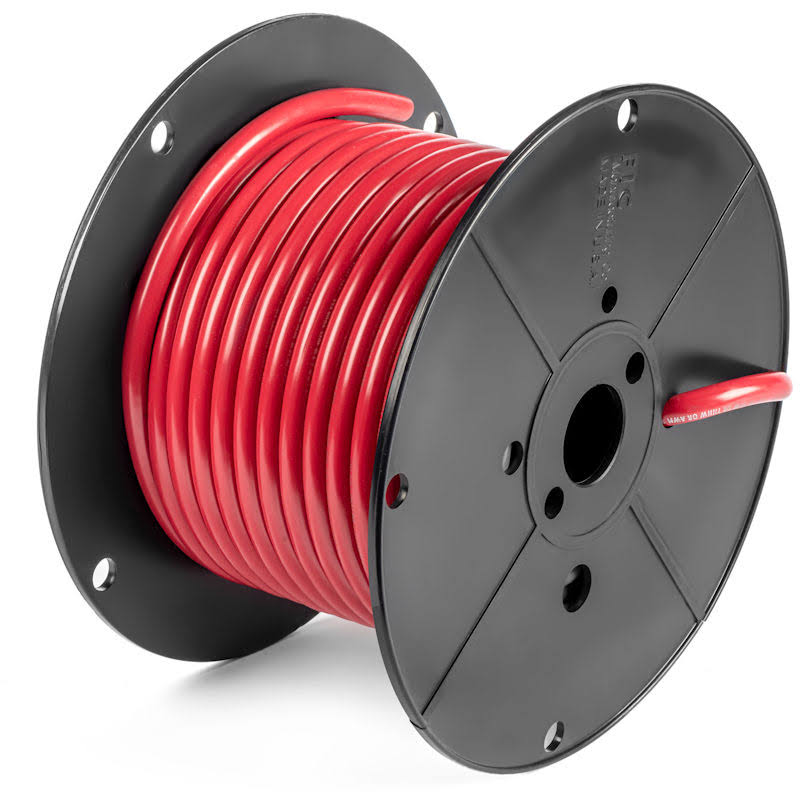 Red 1/0 AWG 100 ft Battery Cable with Reel H614