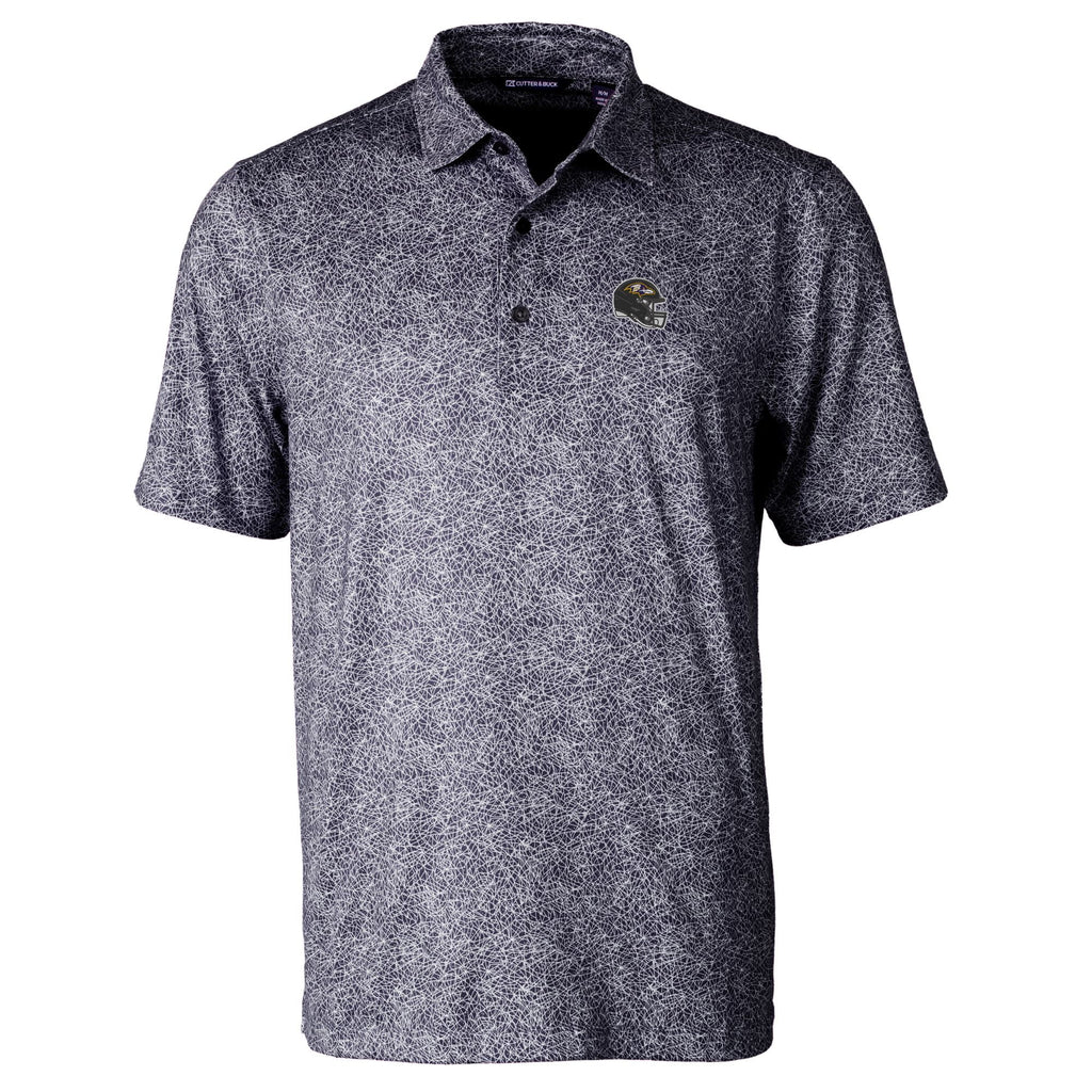 Men's Black Print Stretch Polo R80218