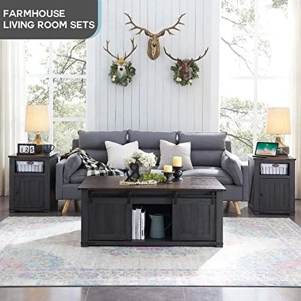 48” Lift Top Coffee Table with Sliding Barn Door Brown H17685