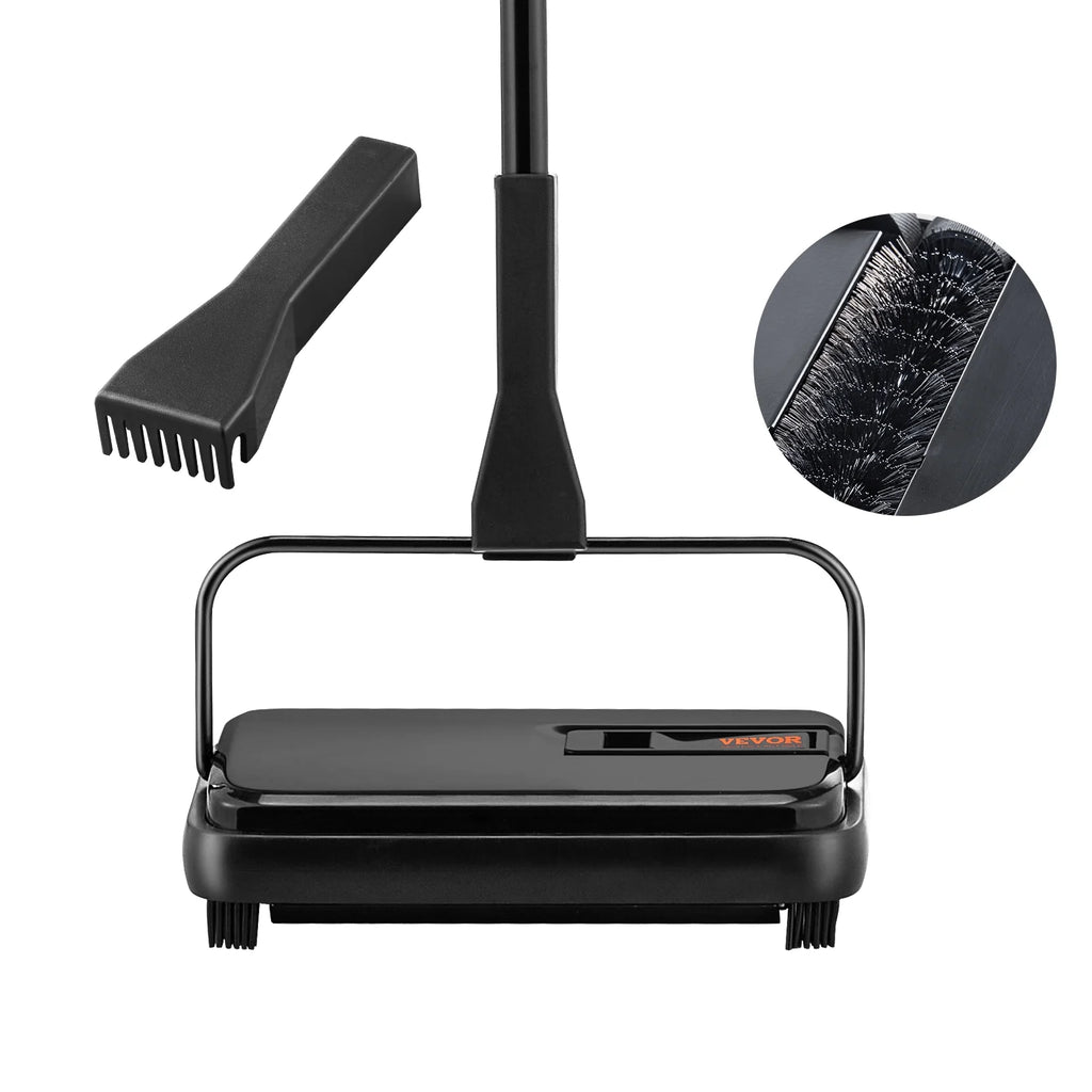 Carpet Sweeper Manual 7.87 in Non Electric Horsehair Black X649