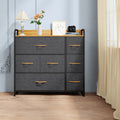Light Gray 7 Drawer Fabric Dresser V87916