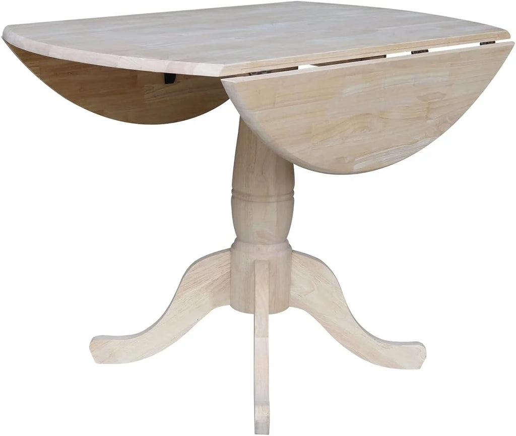 Unfinished Dual Drop Leaf Pedestal Dining Table S384