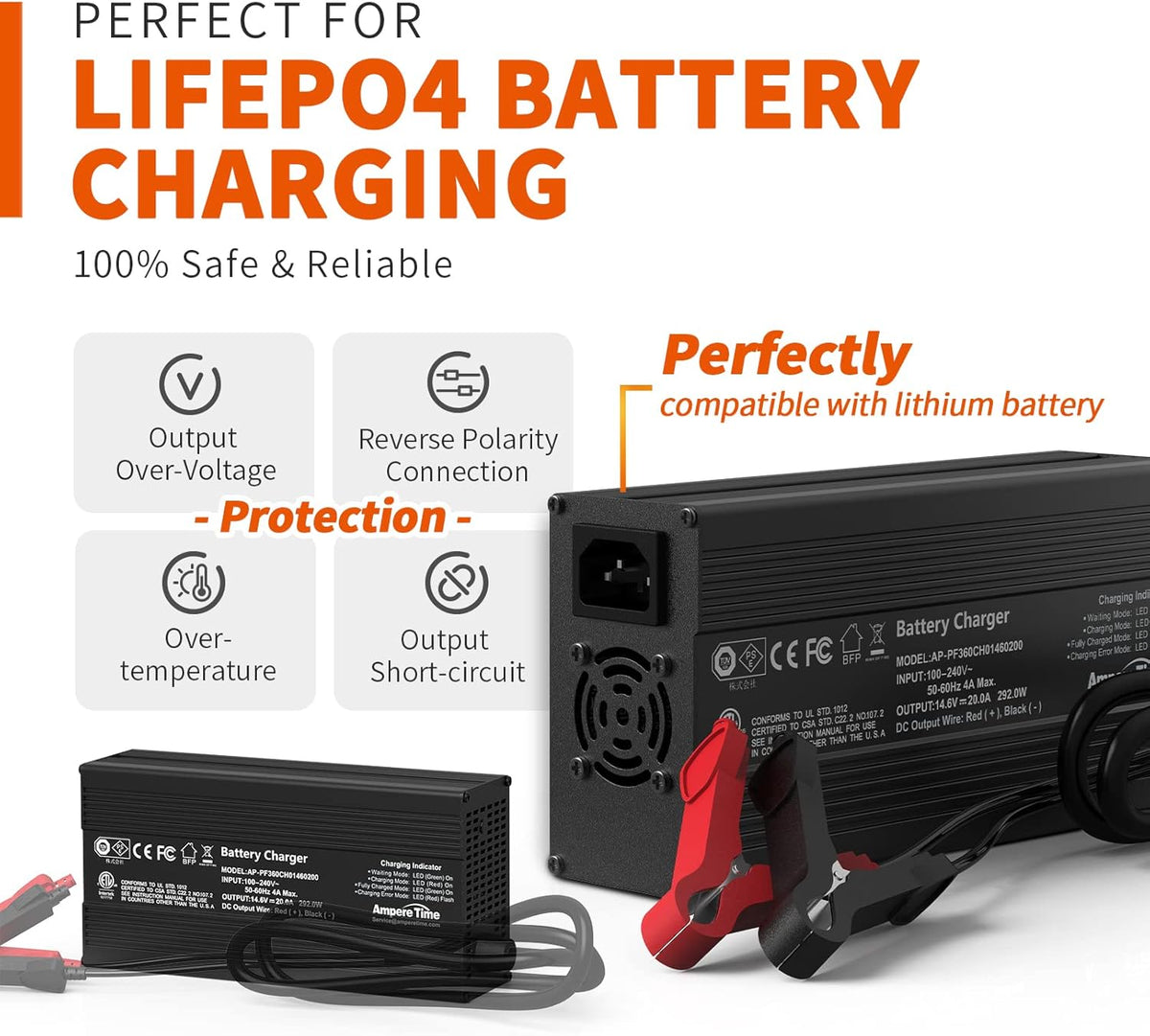 12V 100Ah LiFePO4 Battery with 20A Charger U30960