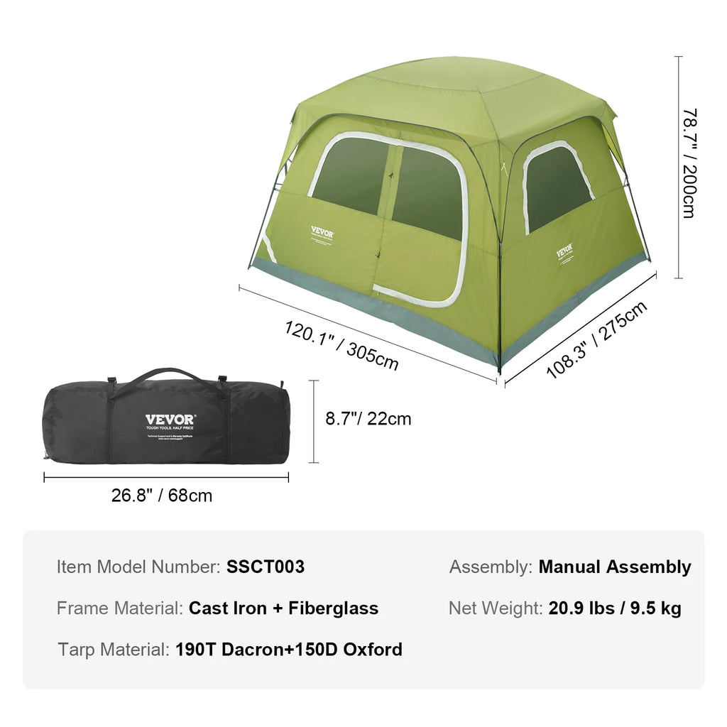 10 x 9 x 6.5 ft 6 Person Waterproof Dome Tent B754114