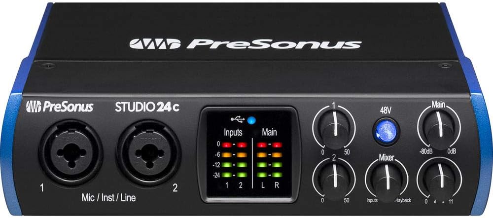 USB Type-C Audio/MIDI Interface with Pop Filter, Boom Arm Stand & XLR Cable V1711