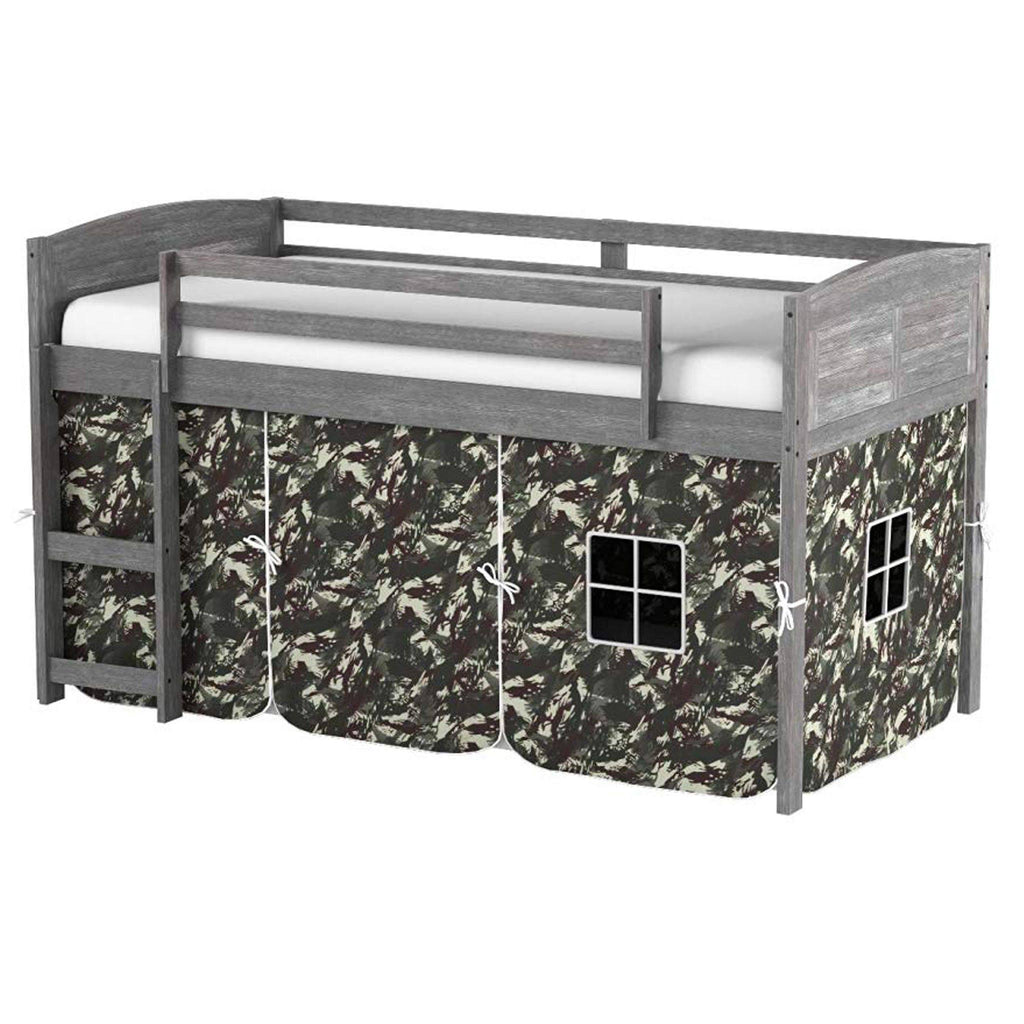 Twin Antique Grey Loft Bed with Tent M506116