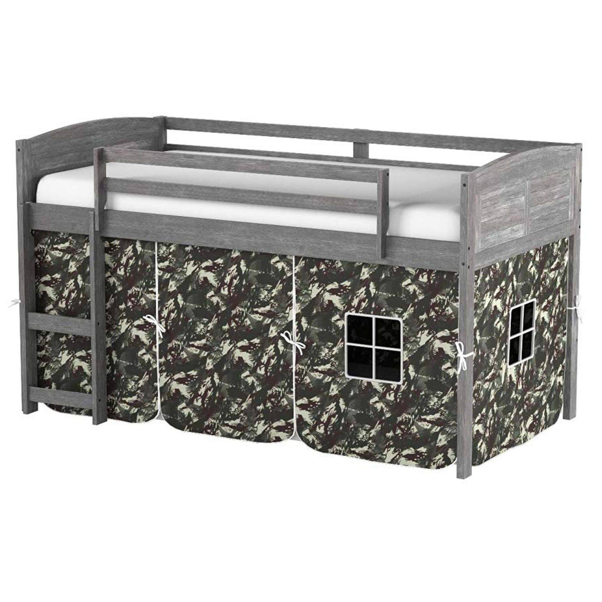 Twin Antique Grey Loft Bed with Tent M506116
