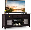 Brown Wood TV Stand with 3 Drawers and 2 Shutter Door Cabinets M59988
