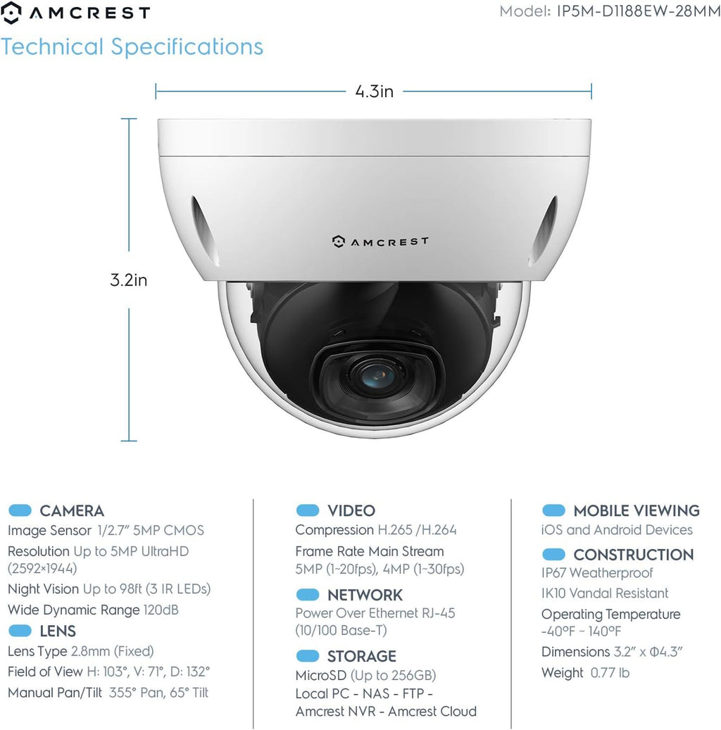 5MP Security Camera System with 8CH PoE NVR and 2TB Hard Drive K916265