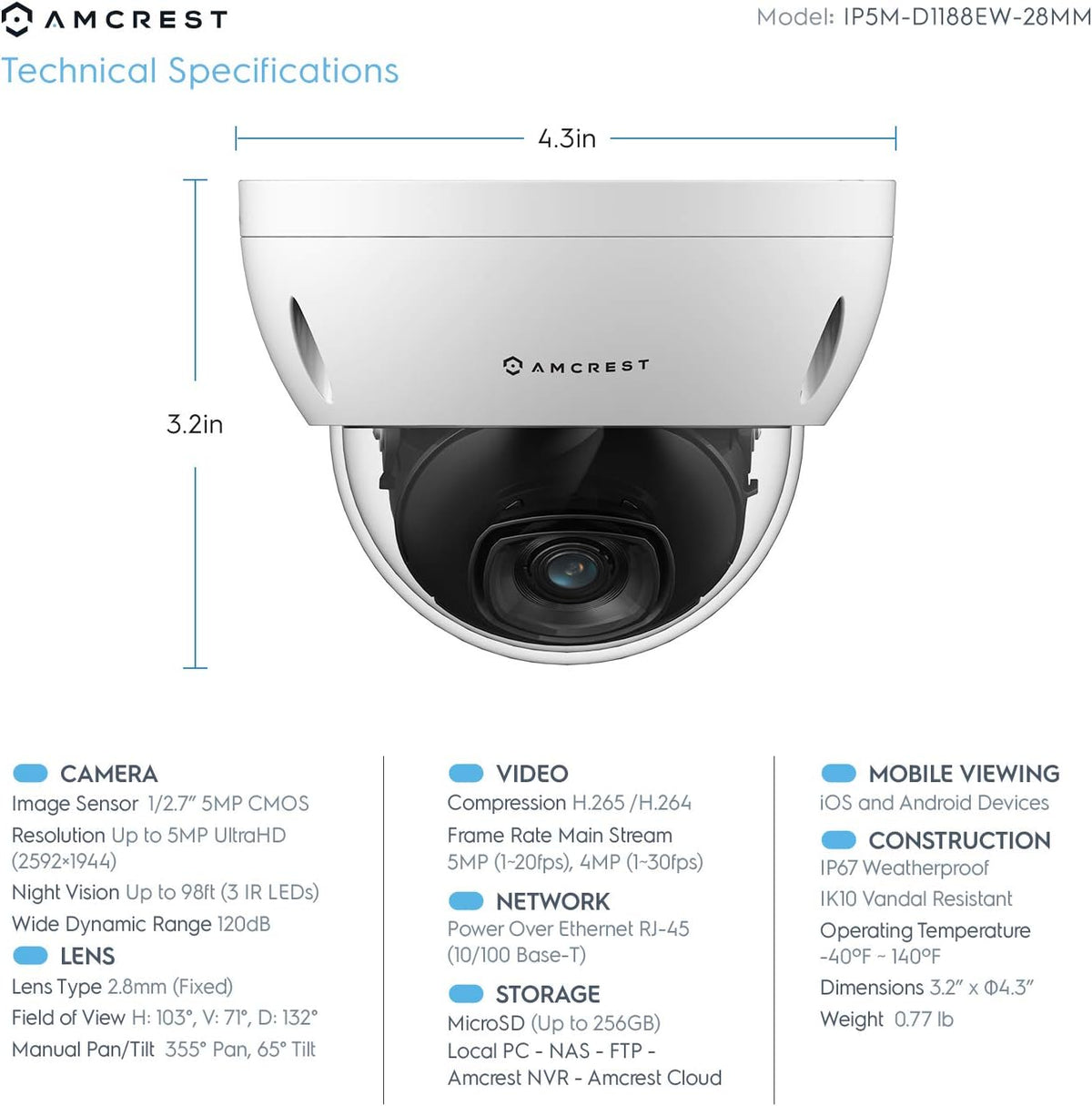5MP Security Camera System with 8CH PoE NVR and 2TB Hard Drive K916265
