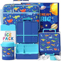 Kids Bento Snack Lunch Box with 4 Compartment, Insulated Lunch Bag, Stainless Steel Vacuum Thermos Food Jar, Ice Pack, Utensils Set G587858
