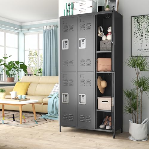 Black 6 Door Steel Storage Lockers with Shelves K152