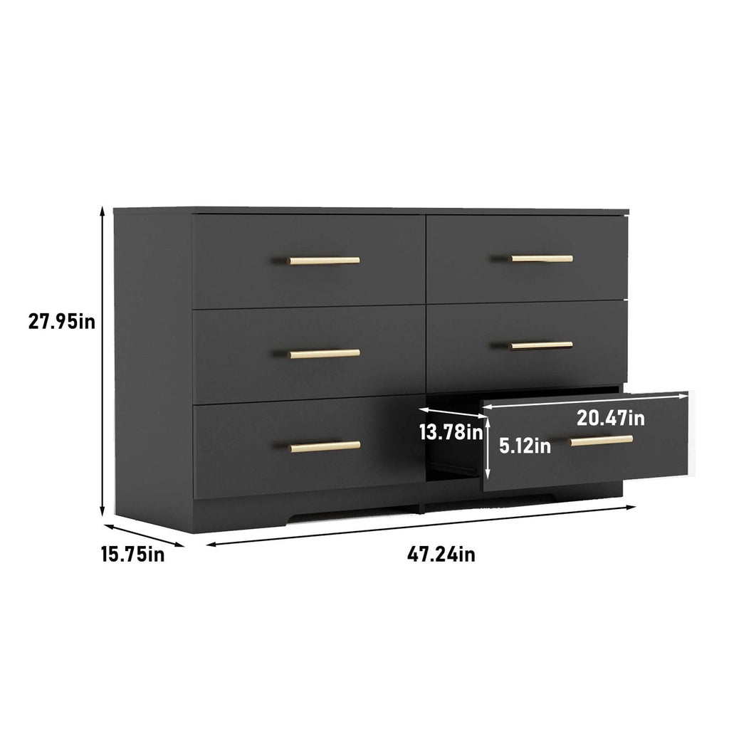 Black 6 Drawer Dresser B185707