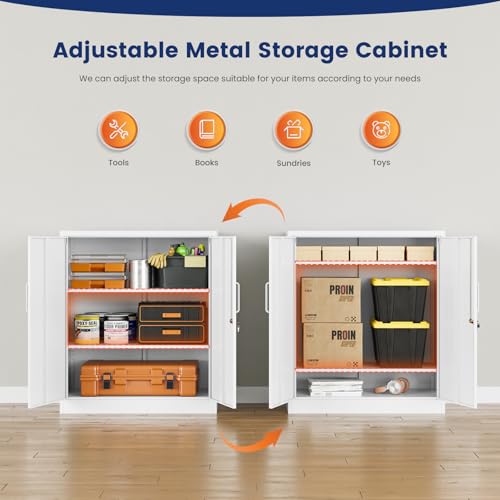 Metal Garage Storage Cabinet with 2 Doors and 2 Adjustable Shelves C57506