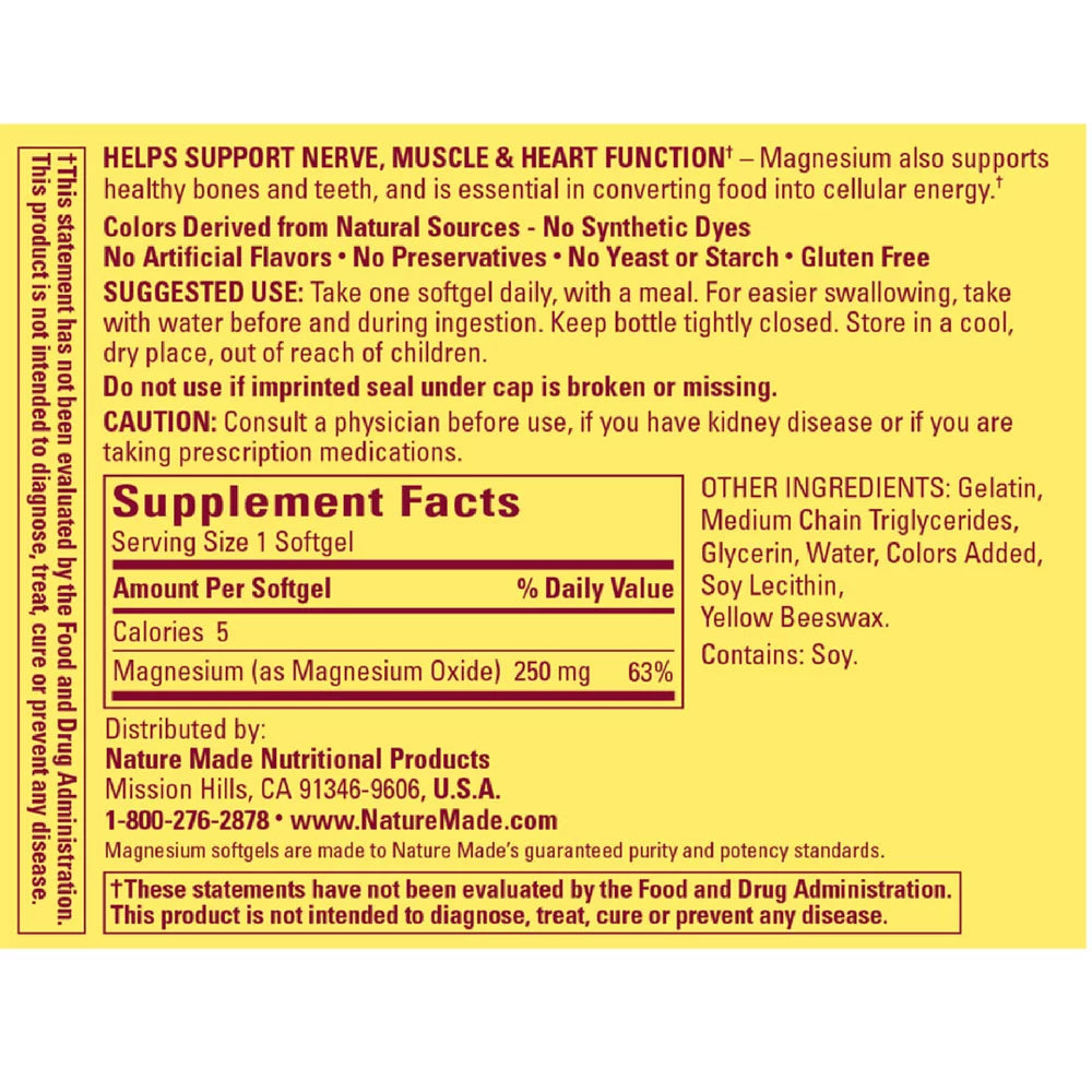 Magnesium 250 mg Liquid Softgels 90 ea Pack of 4 Z247439