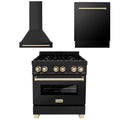 30 In. Dual Fuel Range, Range Hood, and Dishwasher in Black Stainless Steel O137788