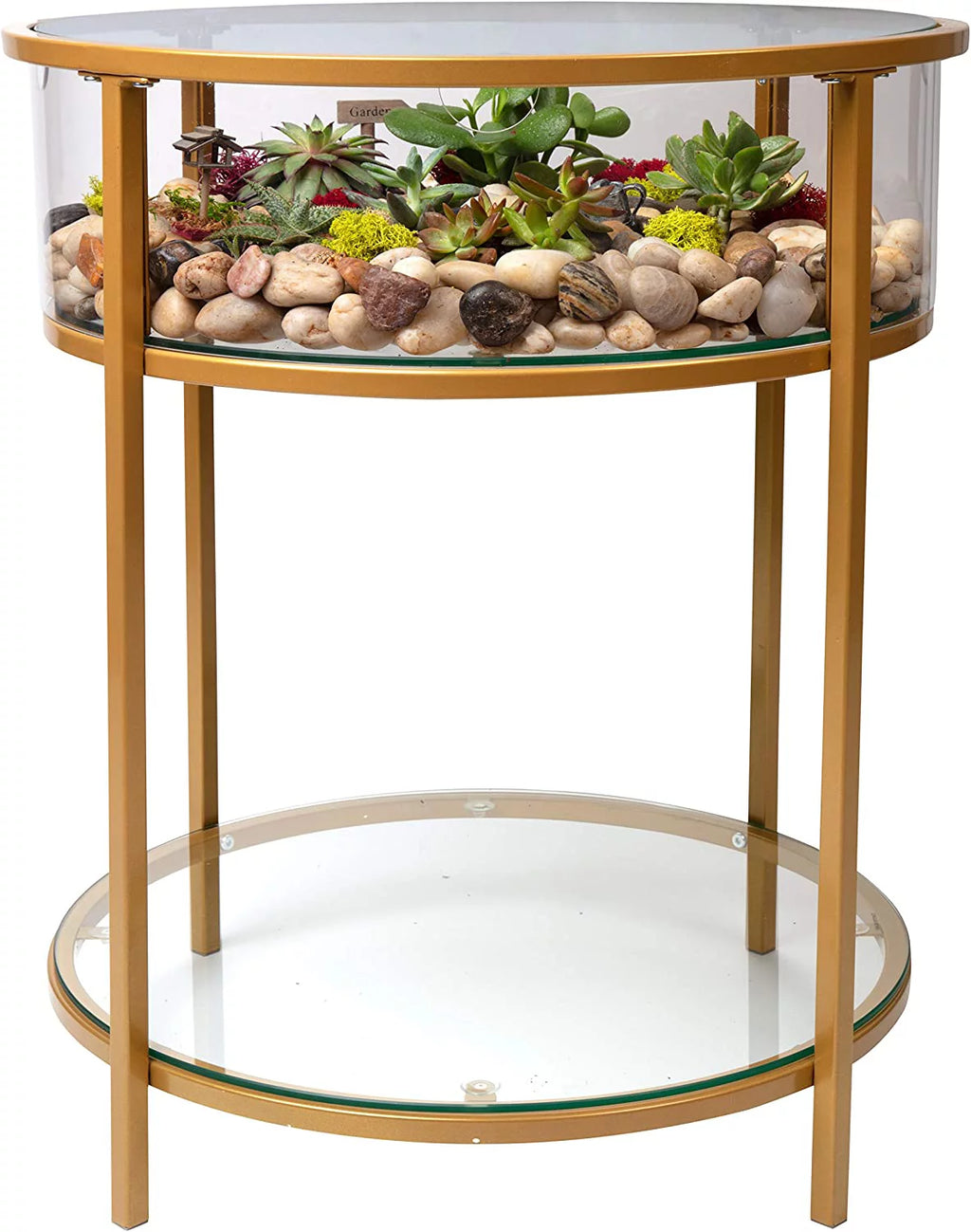 Round Terrarium Display End Table with Reinforced Glass R576