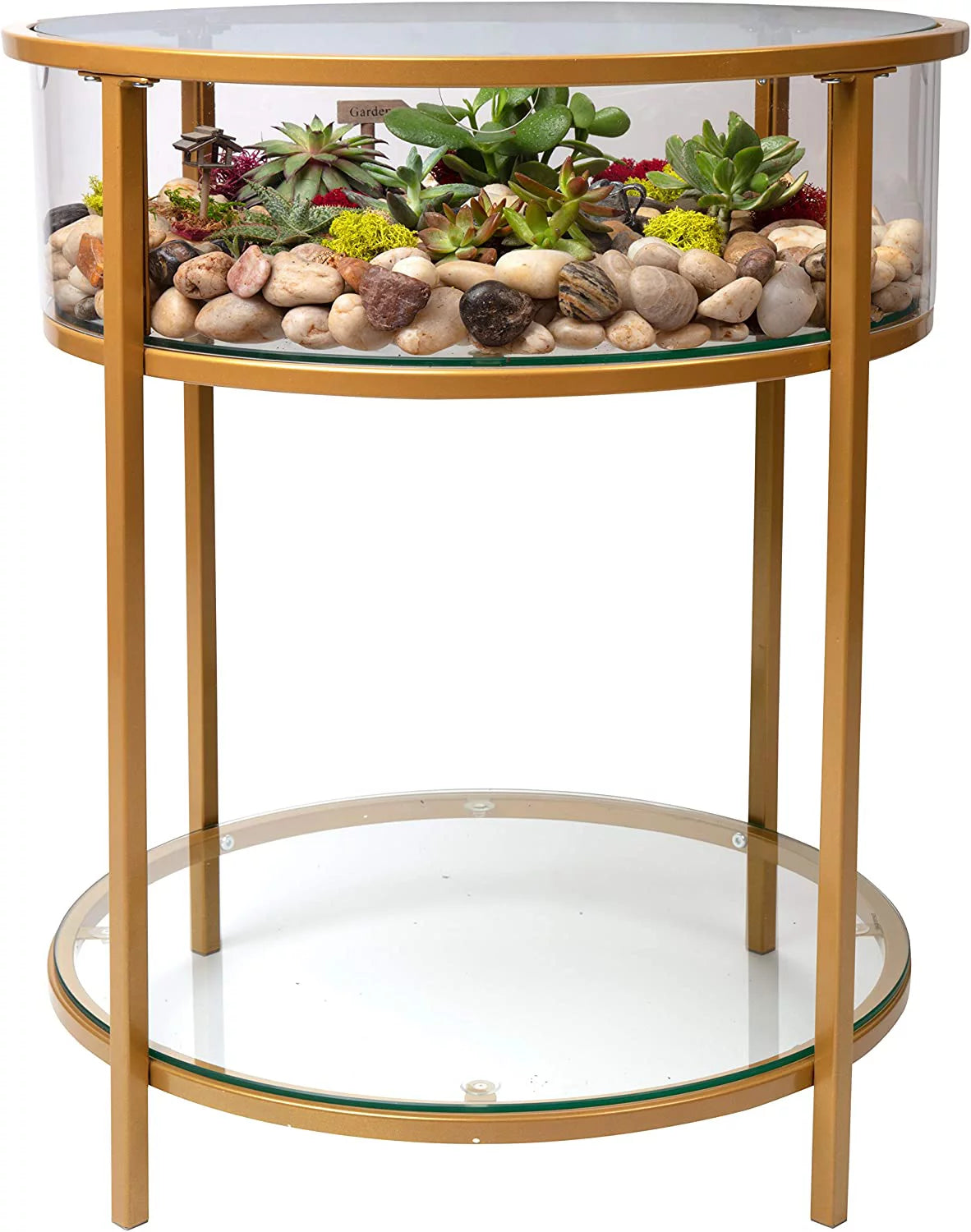 Round Terrarium Display End Table with Reinforced Glass R576