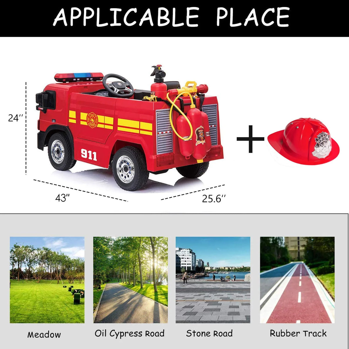 12V Kids Ride on Car Electric Powered Fire Truck Toy with Remote Control L8585