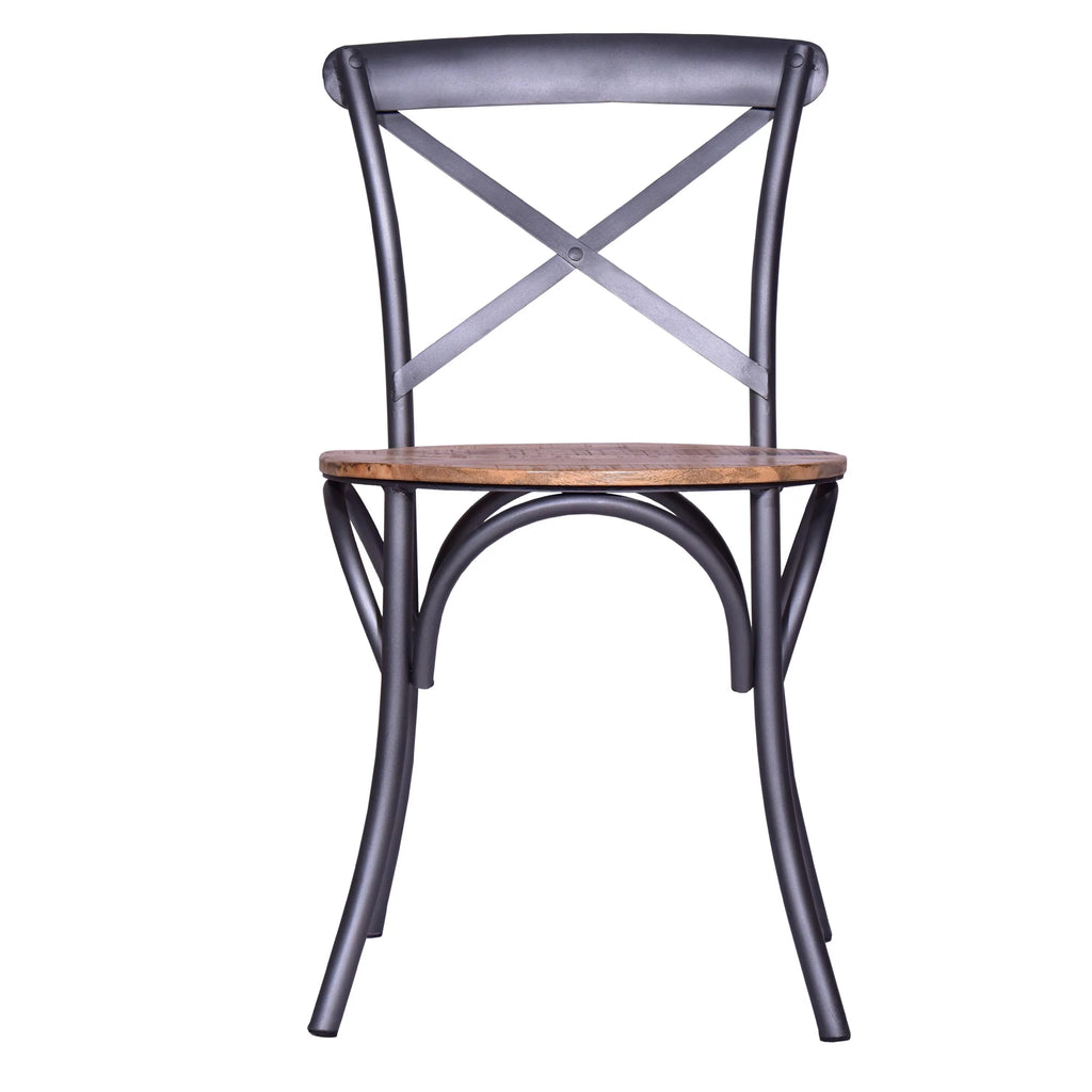 19 Inch Industrial Dining Accent Chair with Mango Wood Seat B191159