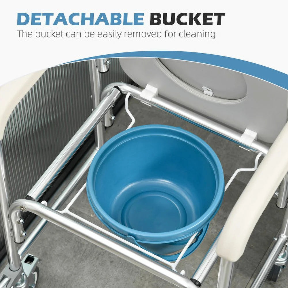 3-in-1 Shower Commode Wheelchair 330 lbs. Weight Capacity Gray H441