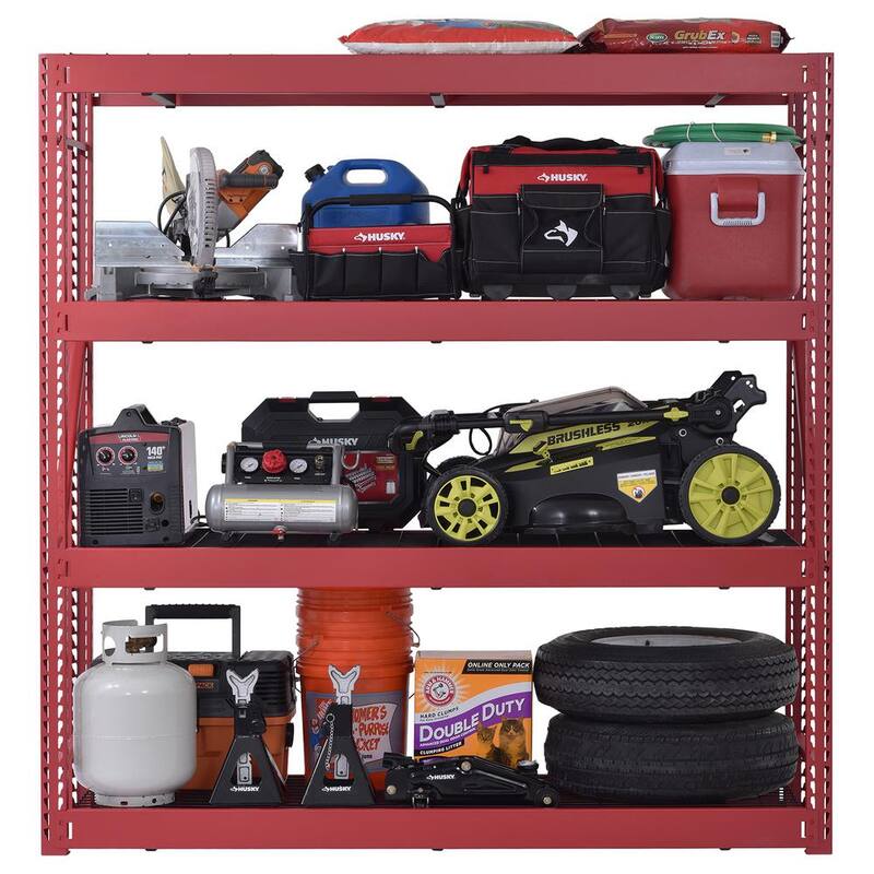 4-Tier Steel Freestanding Shelving Unit in Red C139