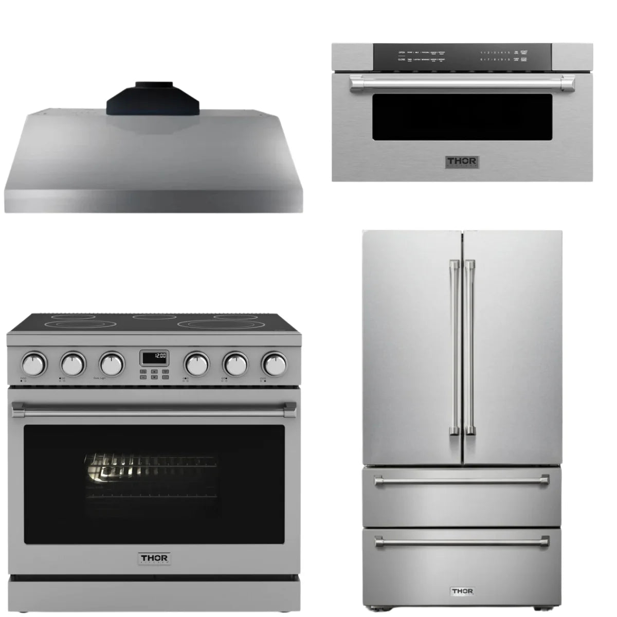 36 Electric Range, Range Hood, Refrigerator and Microwave A7660
