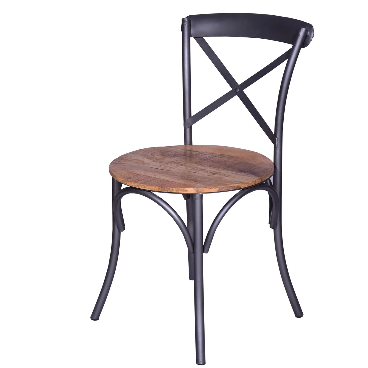 19 Inch Industrial Dining Accent Chair with Mango Wood Seat B191159