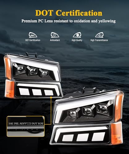 LED Headlights Assembly with DRL Sequential Turn Signal K7754