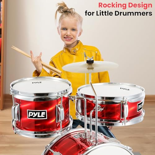 3 Piece Kids Drum Set with Bass Drum, Snare, Tom, Cymbal, Throne, Drumsticks B891