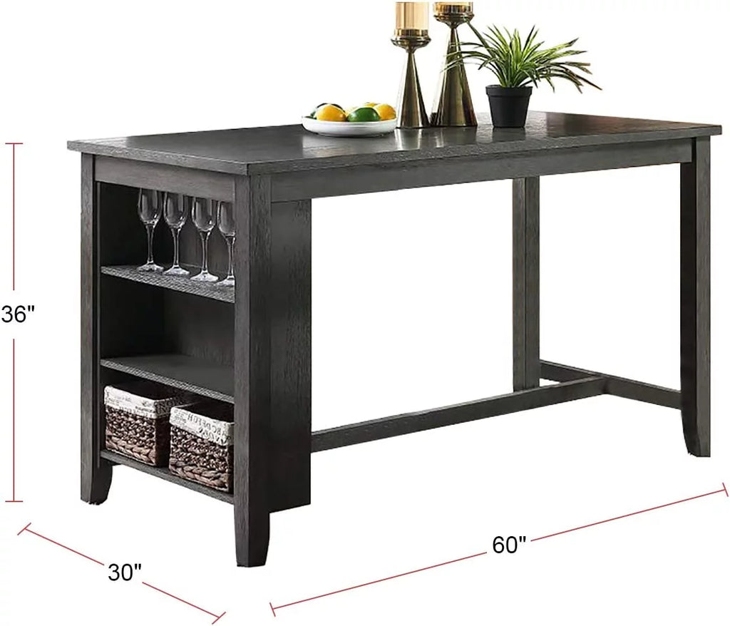 5pc Counter Height Dining Table with Storage Shelves U18902