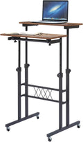 Black Wood Grain Adjustable Height Standing Desk V146639